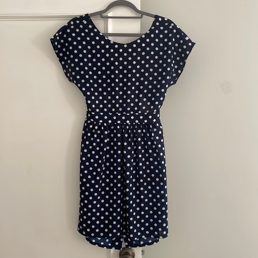 Navy polka dot dress